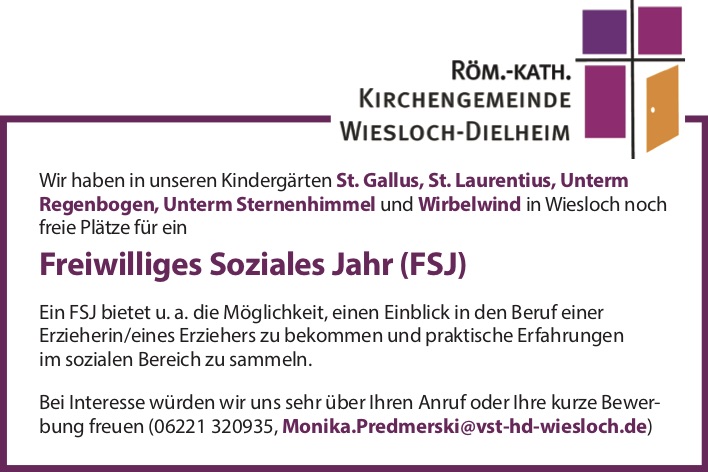 Freiwilliges Soziales Jahr Freiwilliges Soziales Jahr